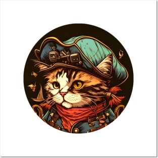 Cat Kitten Lover - Pirate Cat-Tain Posters and Art